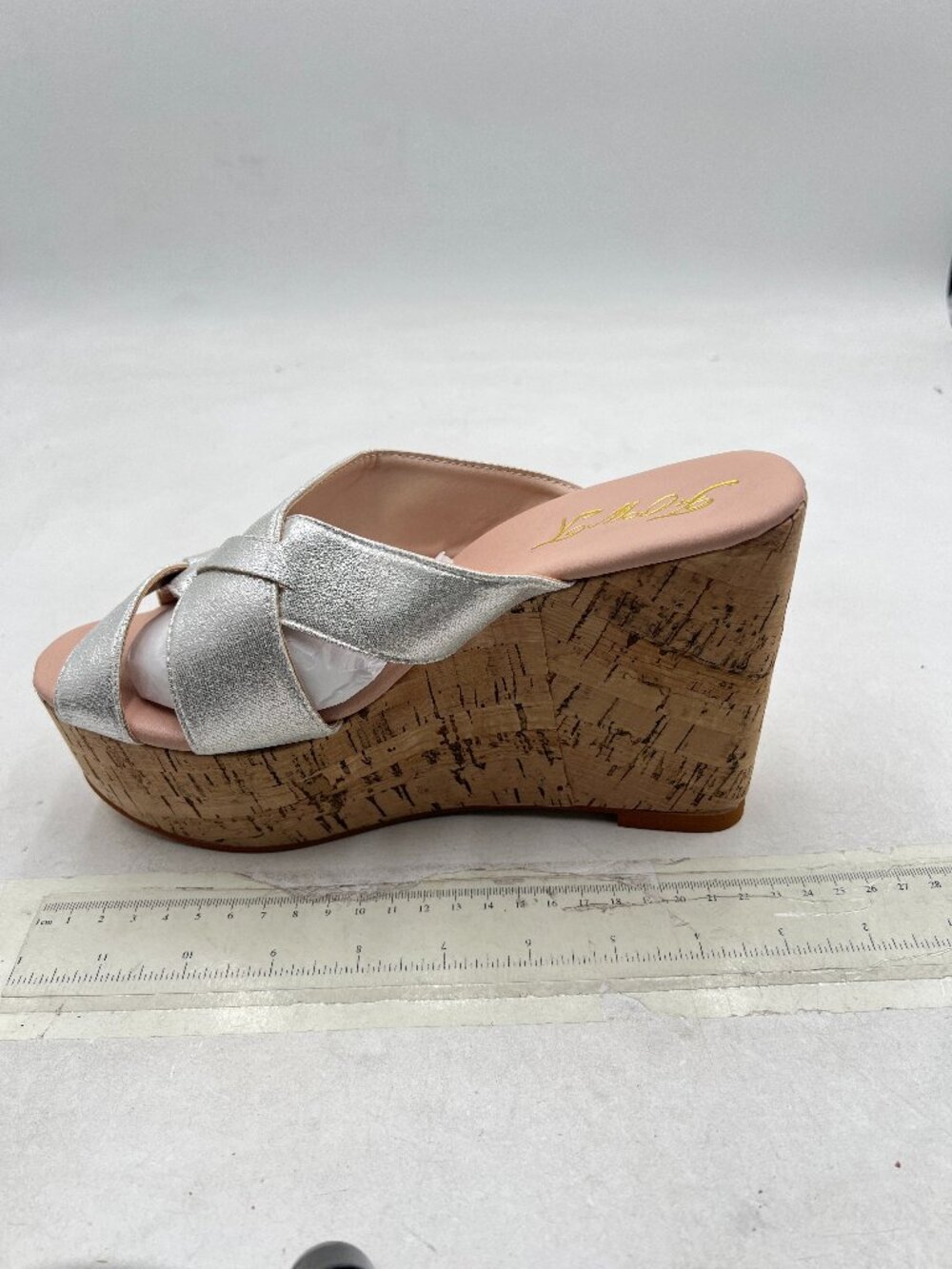 FOWT Silver Beach Platform Shallow Wedge Sandals for Woman Slip on Daily Shoe